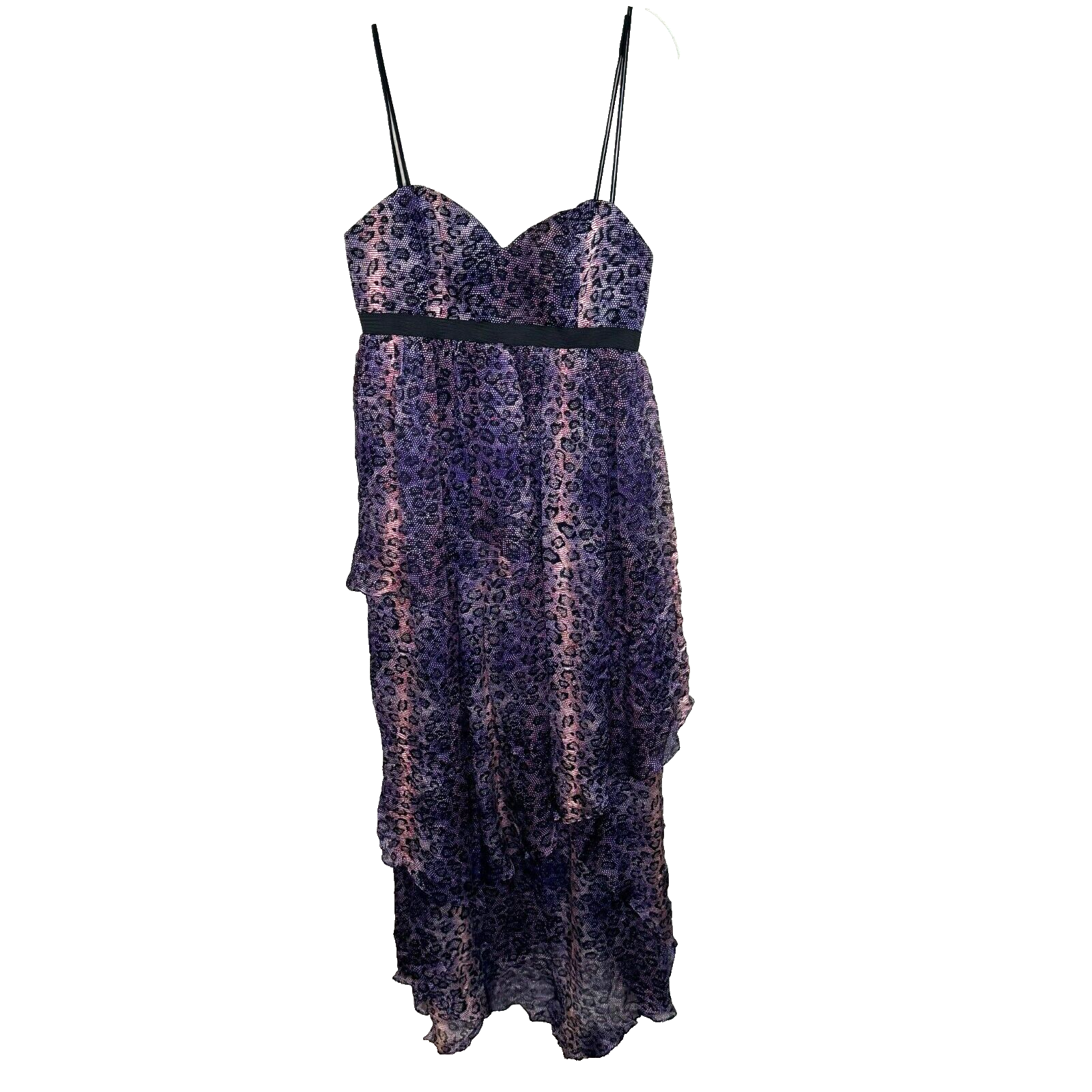 Adam Lippes Dress Size 10 NEW Silk Purple Animal Print Tiered Midi $475