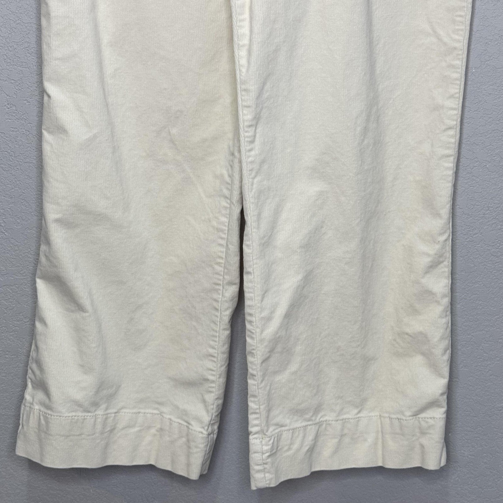 Avec Les Filles Pants Womens 12 Cream High Rise Cropped Wide Leg Utility Stretch