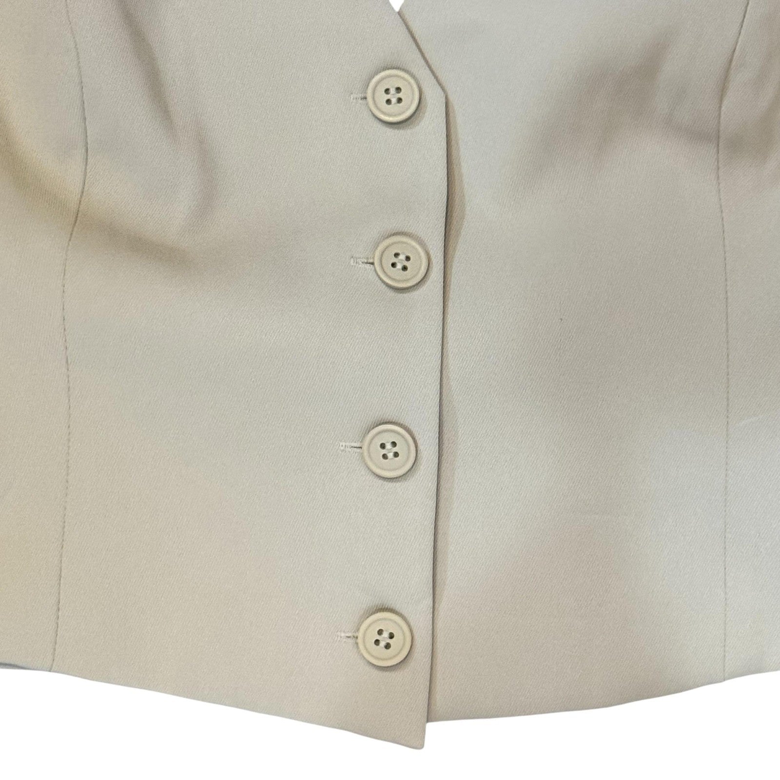 Open Edit Halter Crop Vest Womens Large Beige Button Front Sleeveless Blouse Top