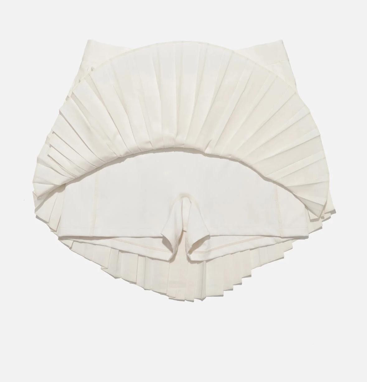 PopFlex Exquisite Skort Womens Large Ivory Pleated Tennis High Waist Pockets