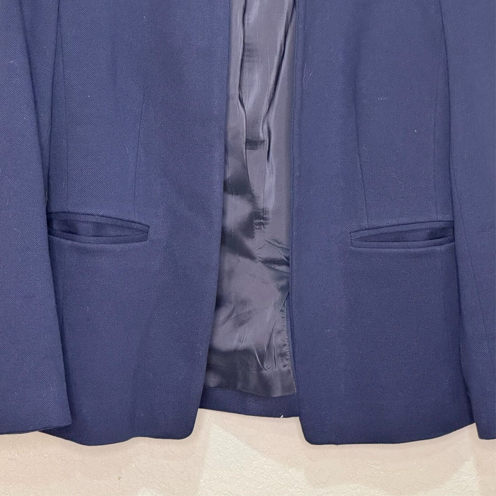 J.Crew Going Out Stretch Twill Open Front Blazer Jacket Navy Blue Size 4