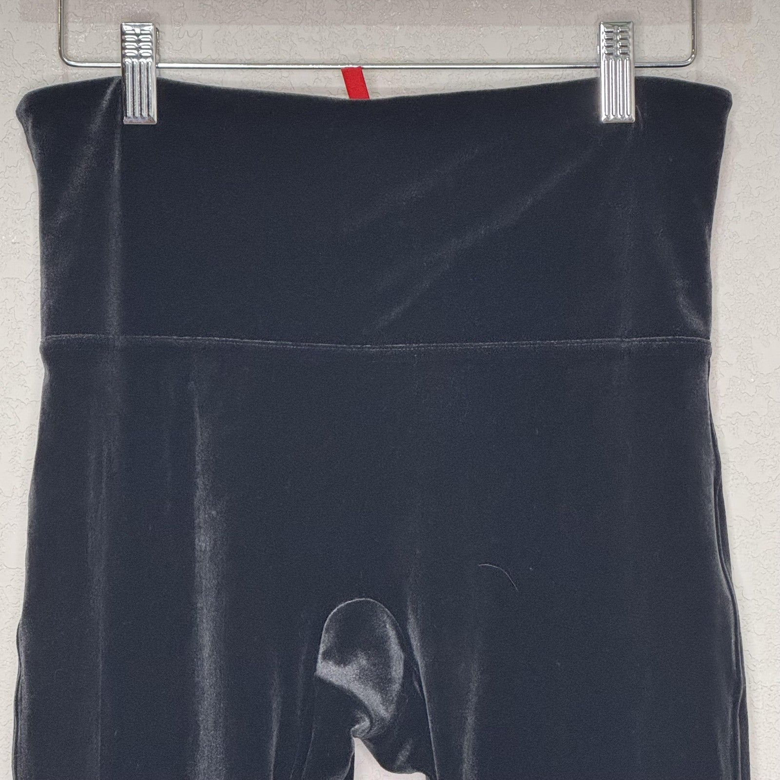 Spanx Leggings Womens Large Black Velvet High Rise Shapewear Stretch Pants 2070