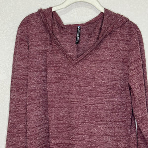 Kuhl Hooded Tunic Dress Womens Large Maroon Heather V Neck Long Sleeve Pullover