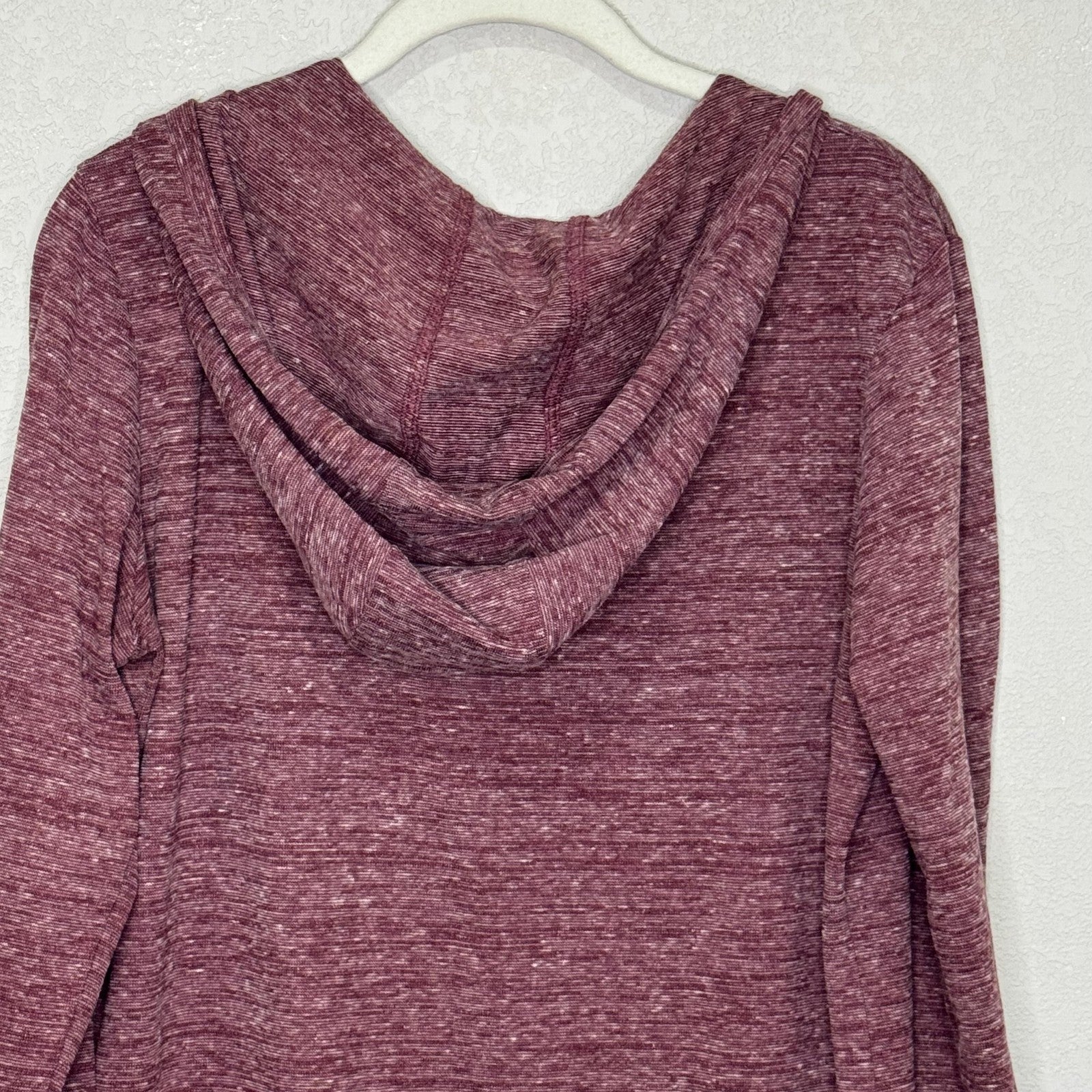 Kuhl Hooded Tunic Dress Womens Large Maroon Heather V Neck Long Sleeve Pullover