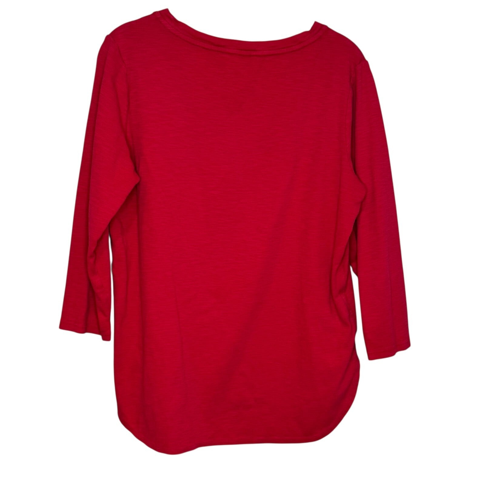 Tommy Bahama Ashby Isle T-Shirt Top Women Size Medium Red Coastal 3/4 Sleeve