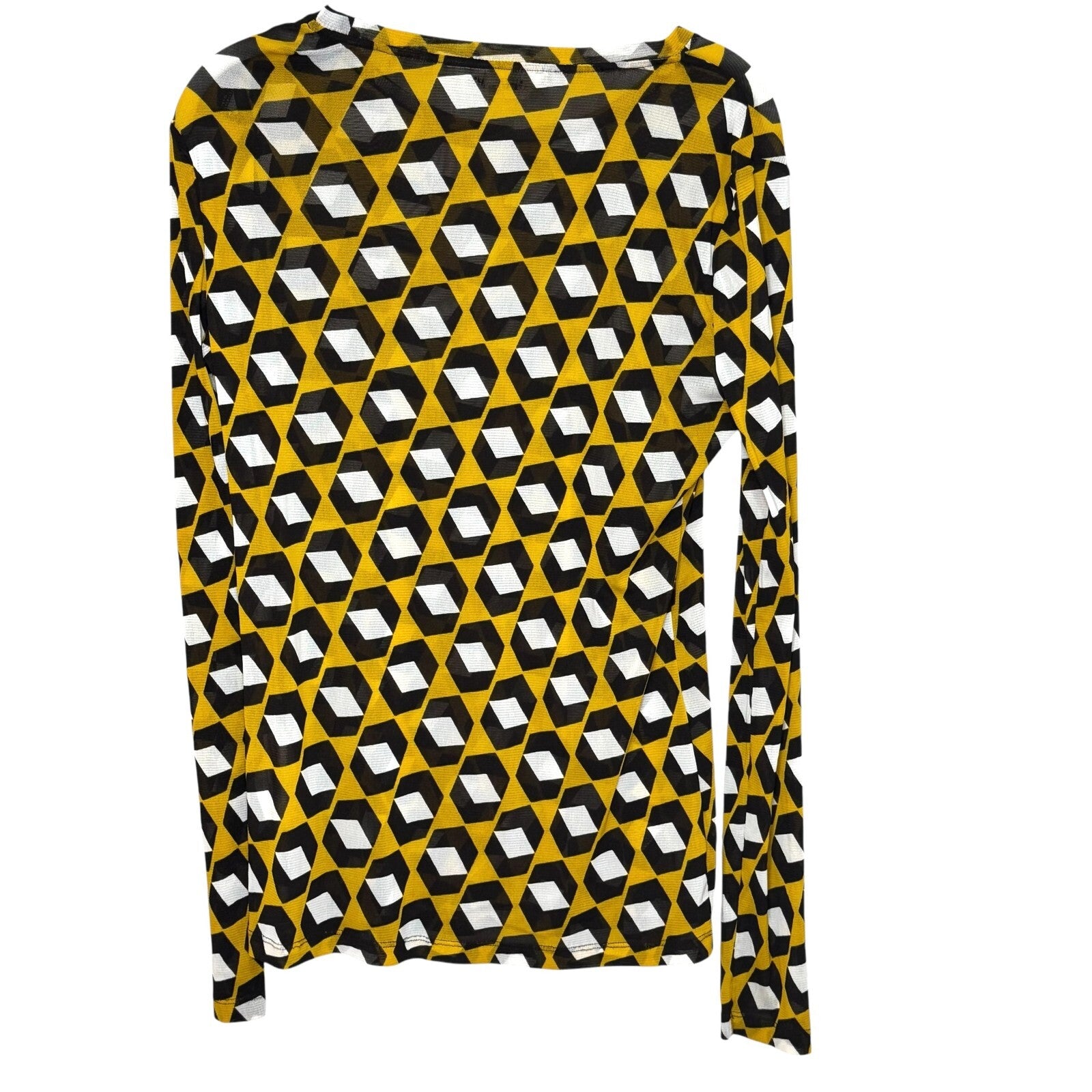 Diane Vone Furstenberg DVF Logan Top Size Medium Arrow Head Yellow Sheer $168