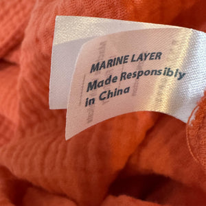 Marine Layer Pants Womens Medium Orange Gauze Wide Leg Flowy Elastic Waist 14193