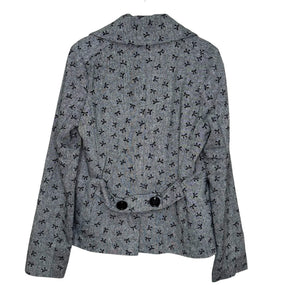 Needle & Thread Gray Bow Jacket Size Medium Gray Black Double Breasted Peacoat