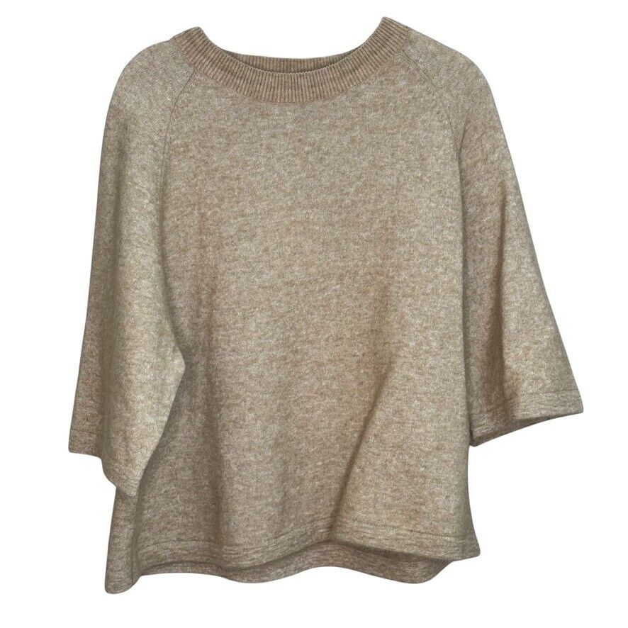 & Other Stories Sweater Size Medium Beige Tan Wool Alpaca Short Sleeve $96