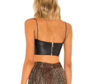 Nookie NEW Black Faux Leather Back Zip Rhea Crop Top Size X-Small $149