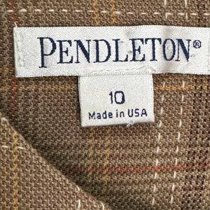 Pendleton Shift Dress Size 10 $198 Brown Plaid Wool Blend Sleeveless