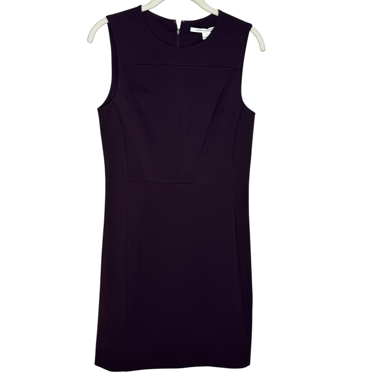 Diane von Furstenberg Dress Womens 8 Purple Sheath Stretch Sleeveless Career
