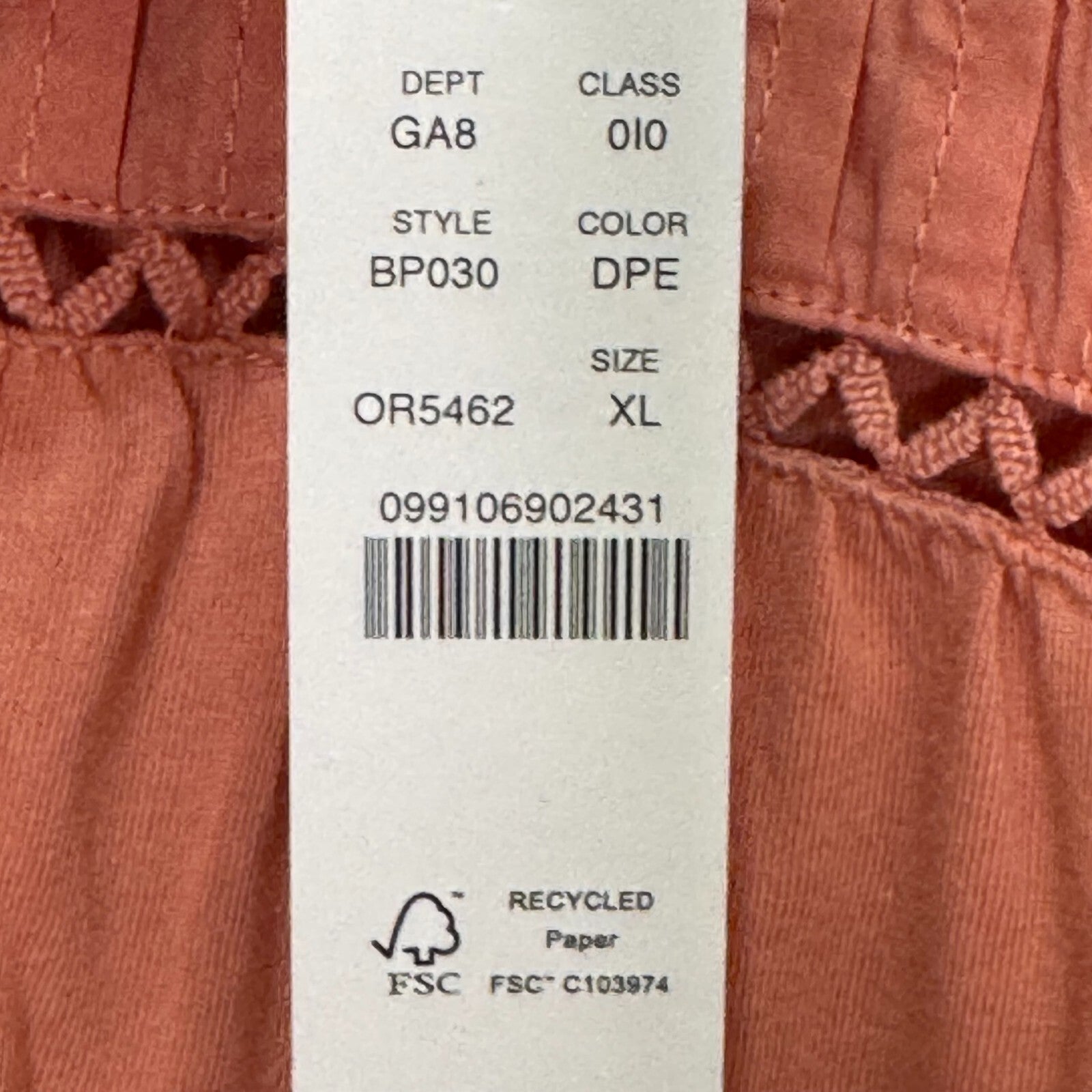 J. Crew Lace Trim Puff-Sleeve T-shirt Size XL Dusty Peach NEW 100% Cotton