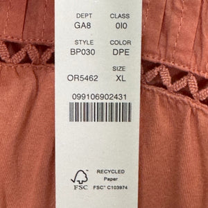 J. Crew Lace Trim Puff-Sleeve T-shirt Size XL Dusty Peach NEW 100% Cotton