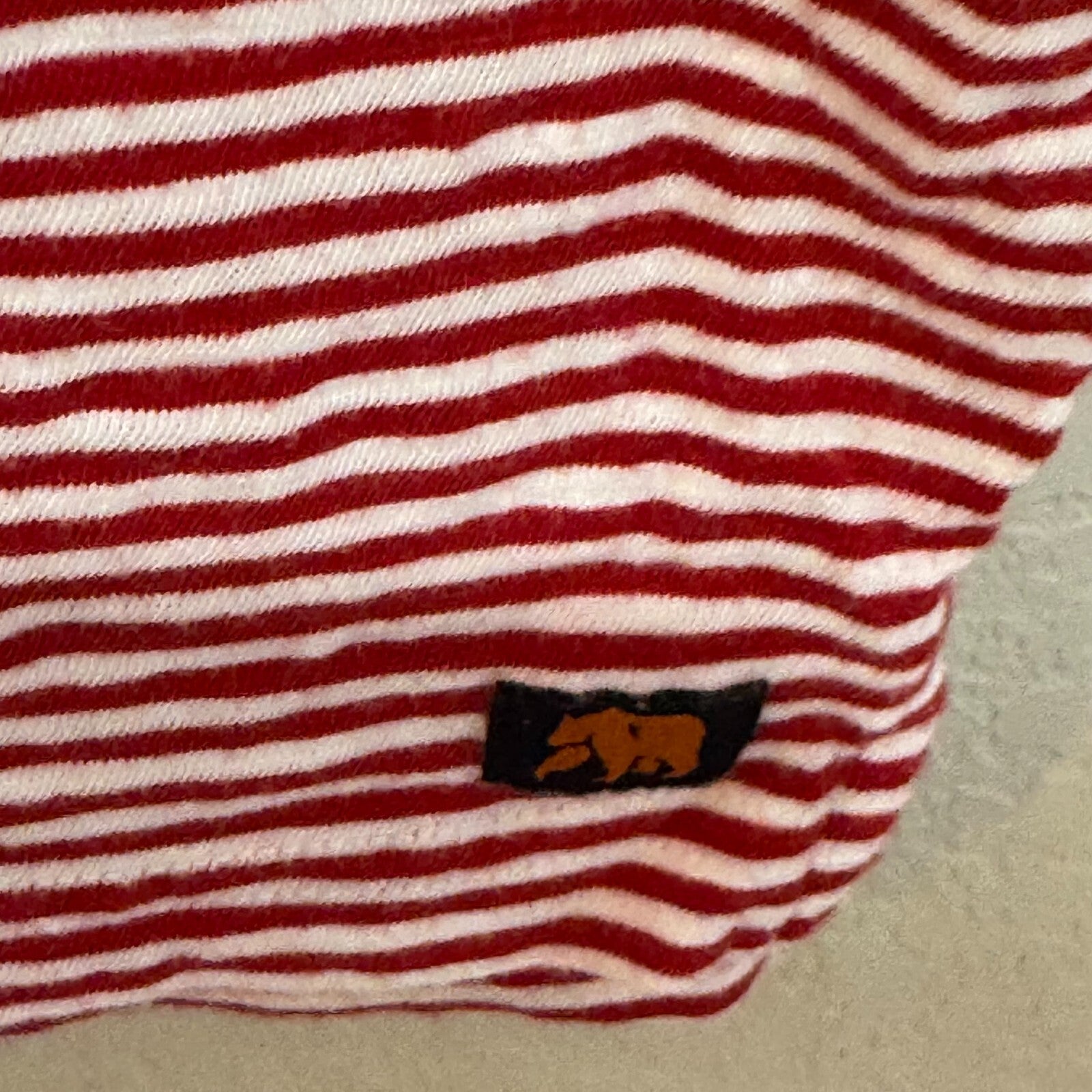 The Normal Brand Mens Red White Striped Polo Shirt Top Size Large
