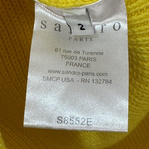 Sandro Paris Sweater Size 6 (2) Yellow Cotton Blend Knit Pullover Crewneck