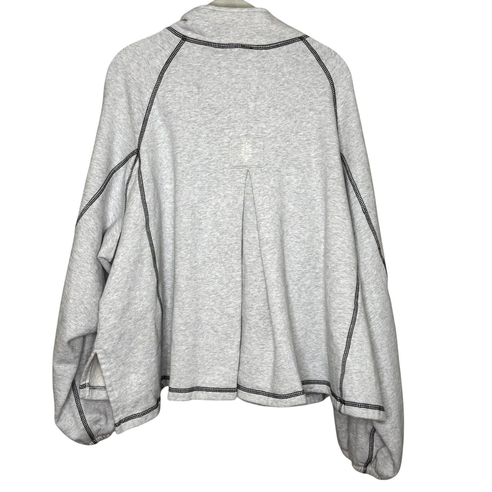 FP Movement Free People Half Court Sweatshirt Large Gray Half Zip Contrast