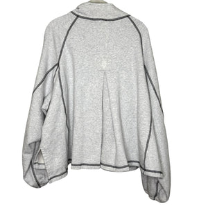FP Movement Free People Half Court Sweatshirt Large Gray Half Zip Contrast
