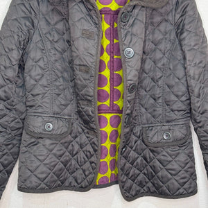 BODEN Dark Green Gray Quilted Field Jacket Size 8 Corduroy Collar