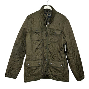 Barbour Quilted Jacket Womens 8 Olive Green Polarquilt Utility 4 Pocket Zip Snap