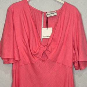 Finders Keepers Pink Short Sleeve V-Neck Sally Cut-Out Mini Dress Size 10 NEW