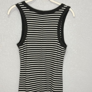 Z Supply Dress Womens Small Black White Striped Sleeveless Maxi Tank Stretch
