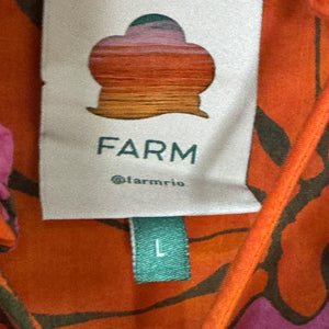 Farm Rio Dress Womens Large Pink Orange Floral Cutout Halter Mini Summer Beaded