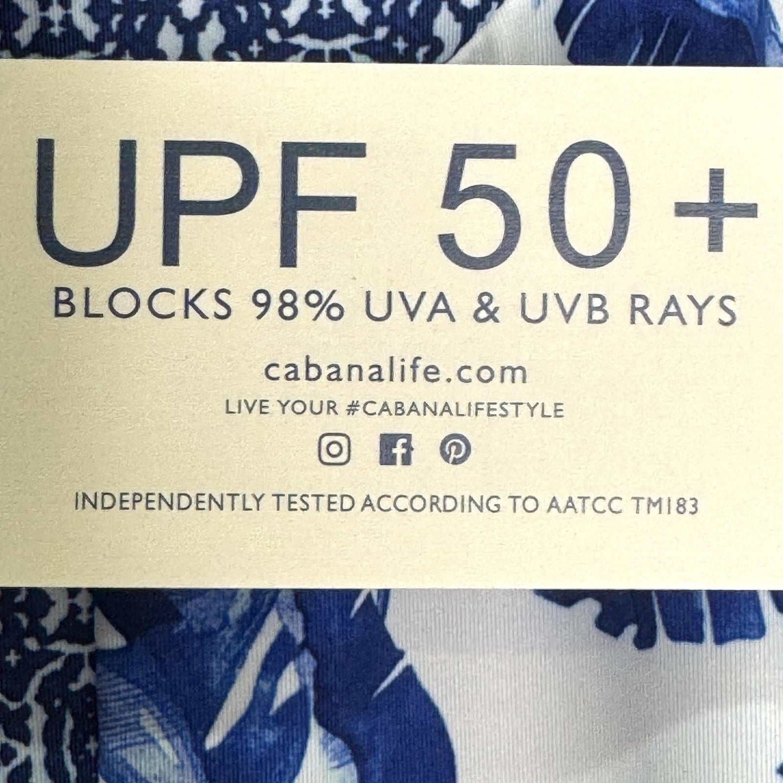 Cabana Life Dress Womens Large Blue White Palm Print Tunic UPF 50 Sun Protection