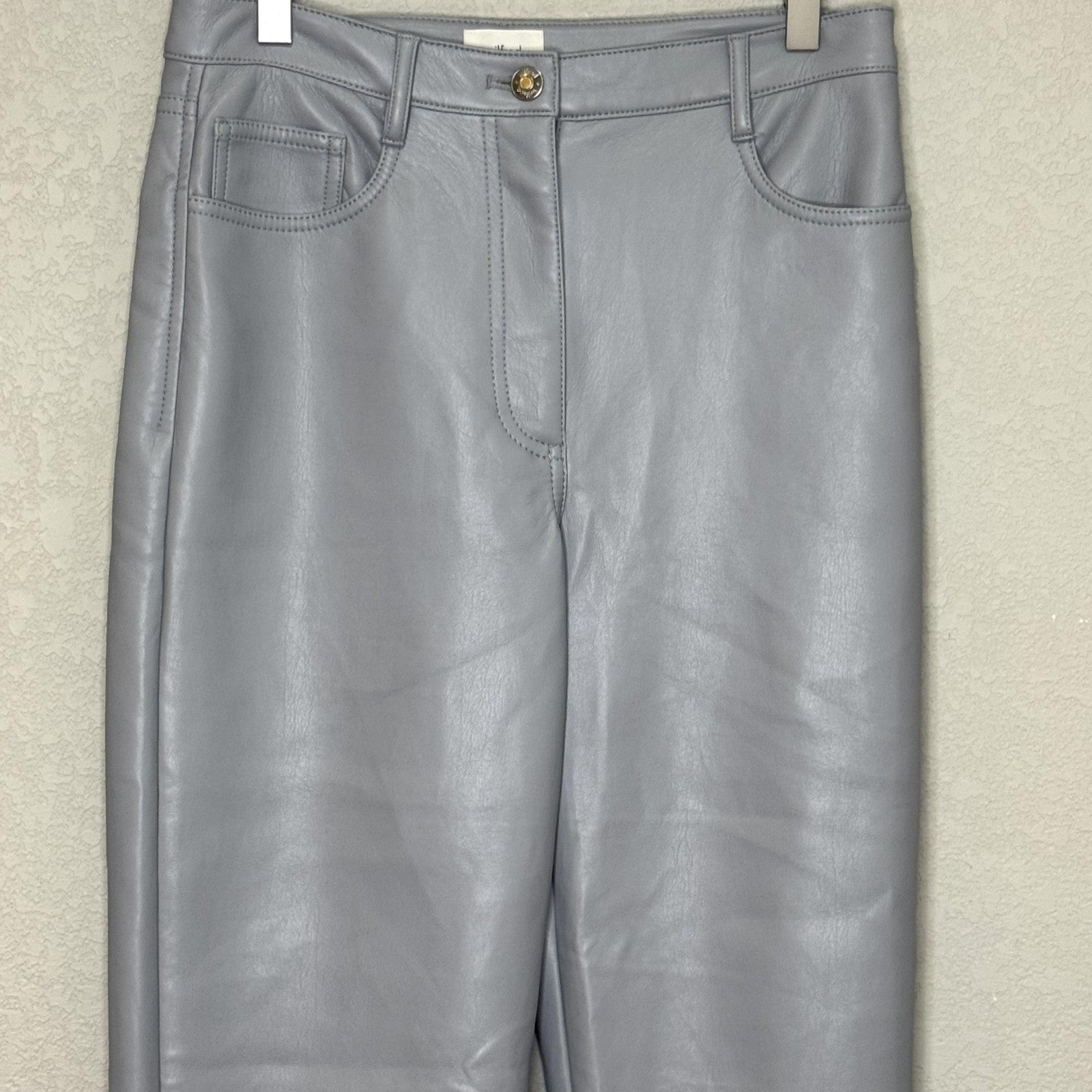 Wilfred Pants 4 Faux Leather High Rise Straight Leg Vegan Leather Marble Grey