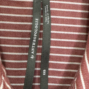 Anthropologie Shirt  XXS XS S Navy Red Plaid Stripe Button Front Oversized