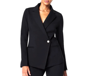 Spanx Blazer Womens 1X Black Perfect Asymmetrical Tailored One Button Stretch