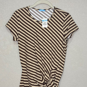 J. Mclaughlin Elora Tie Dress in Bangle Stripe Off White Coffee Brown Size Small