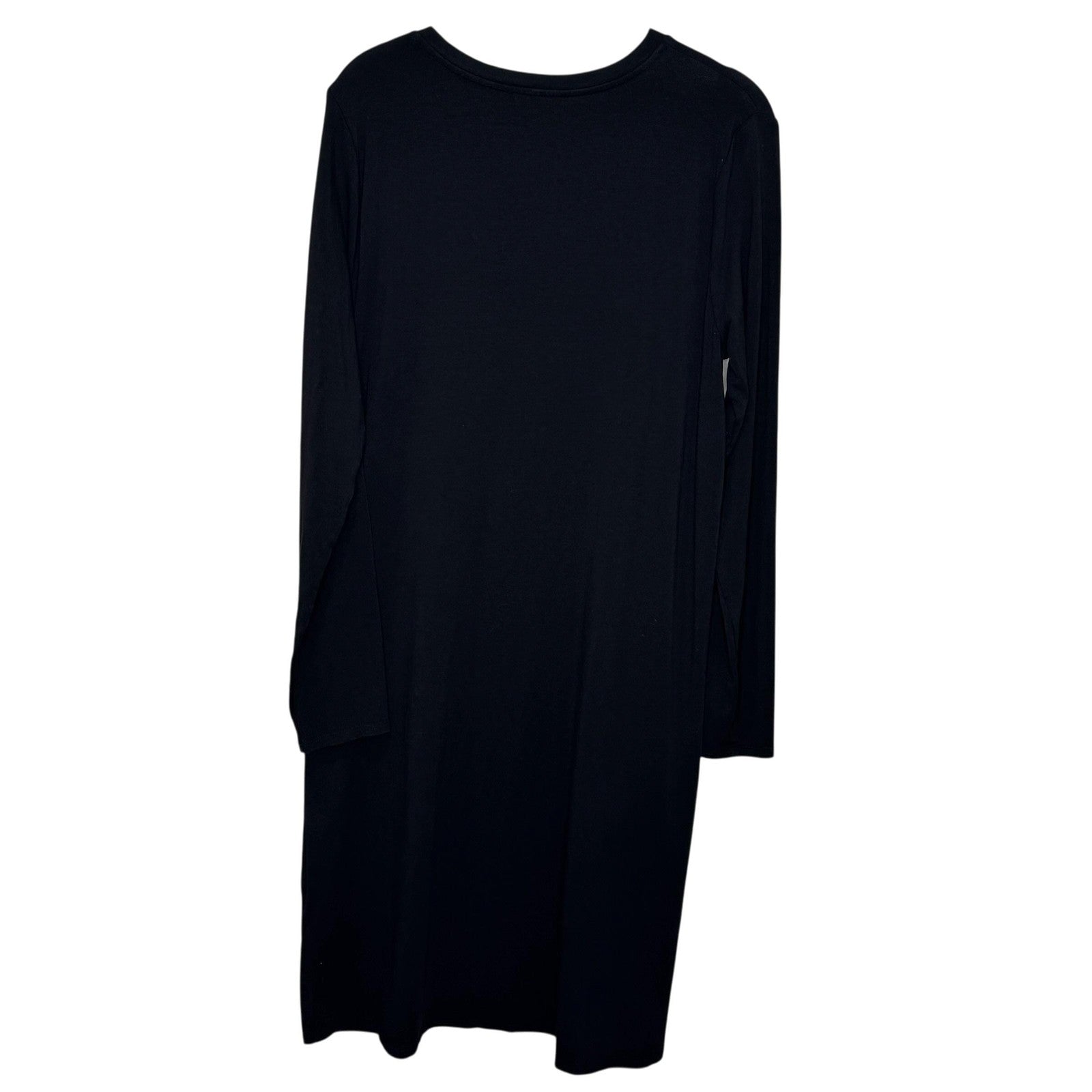 Eileen Fisher Dress Small Black Long Sleeve V Neck Tencel Knit Minimalist System