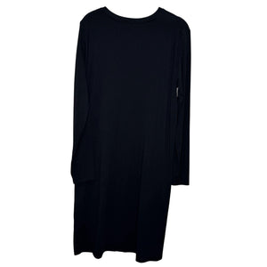 Eileen Fisher Dress Small Black Long Sleeve V Neck Tencel Knit Minimalist System
