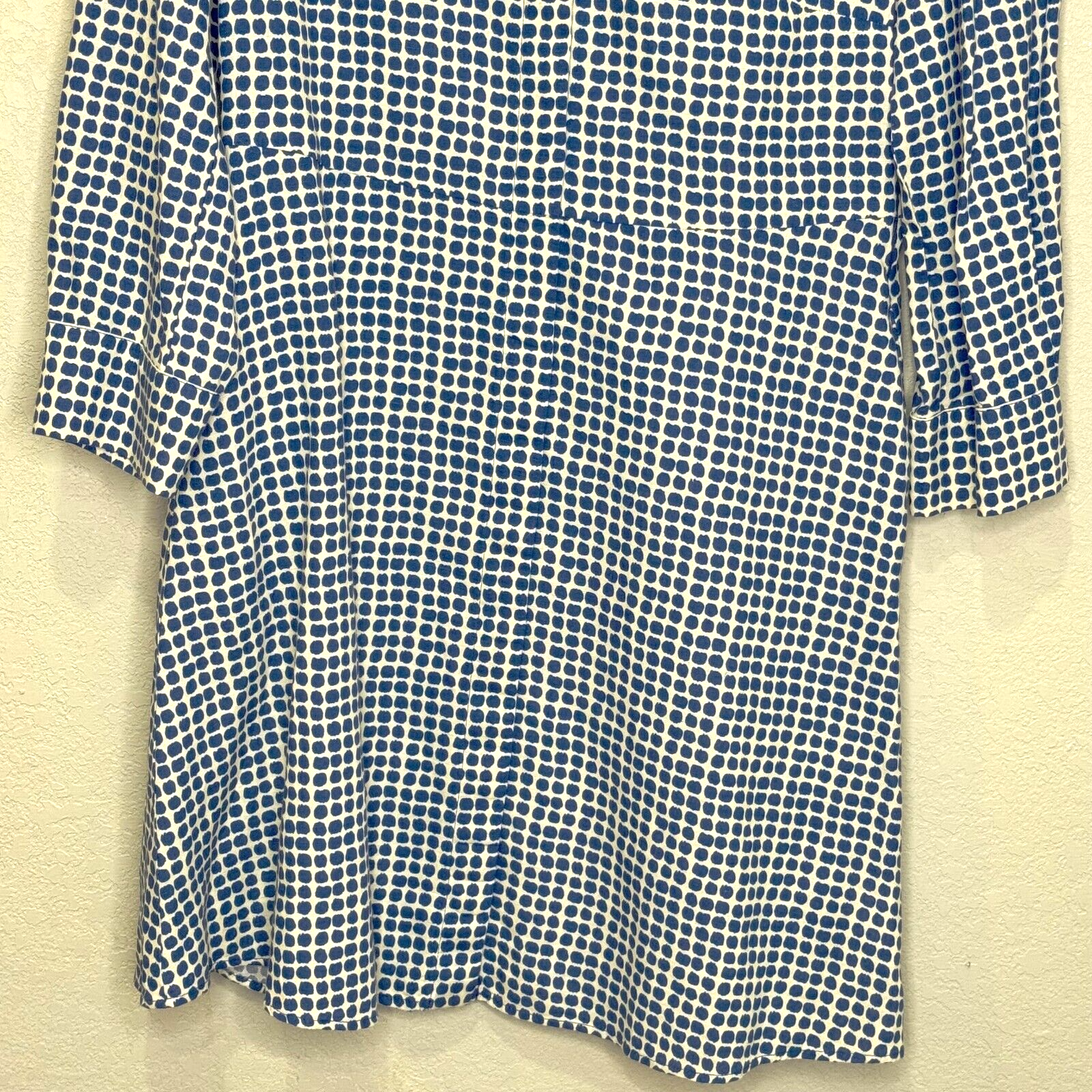 MARELLA Shirt Dress Size 4 Blue White Linen Cotton 3/4 Sleeve Pockets