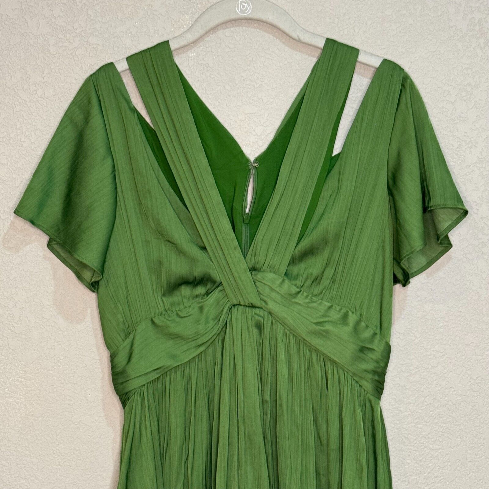 Anthropologie Green Deep V-Neck Vibrant Mini Dress Size 6 New $148