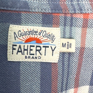 Faherty Mens Flannel Shirt Size Medium Grey Plaid Button Down Long Sleeve