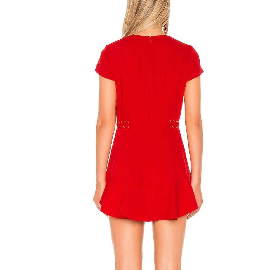 Amanda Uprichard Red Mckenna Lace Side Waist Mini Dress Size Medium $194