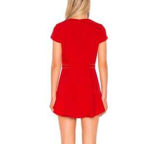 Amanda Uprichard Red Mckenna Lace Side Waist Mini Dress Size Medium $194