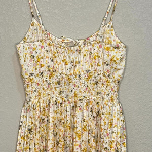 J. CREW Smocked-waist Pleated Dress In Yellow Soft Posies Size 4 NEW $148