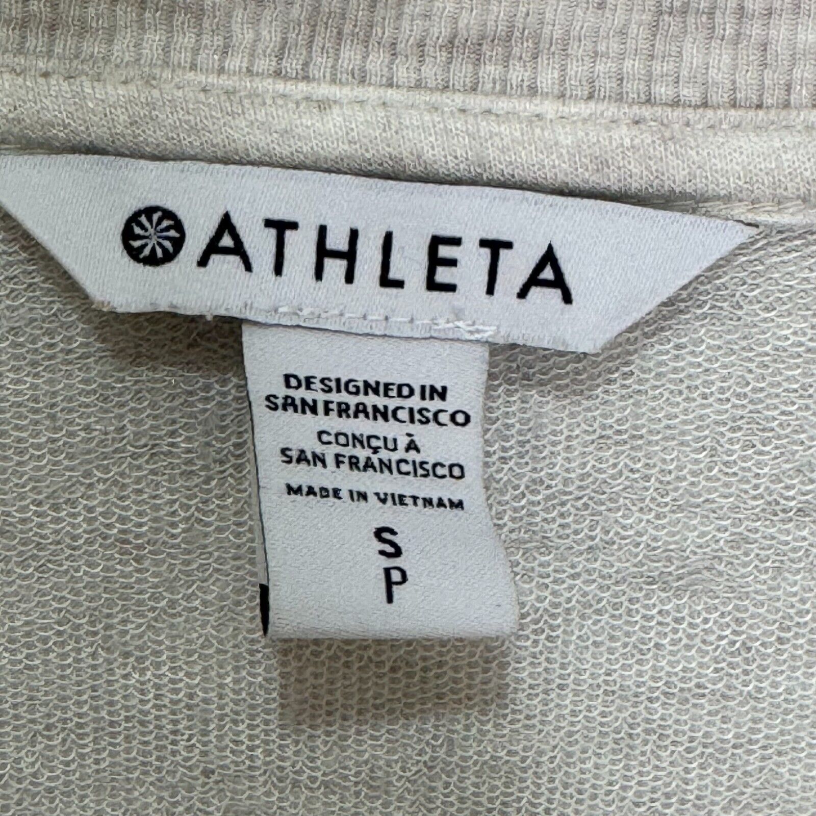 Athleta Sunrise Sweatshirt Size Small V Neck Oatmeal Ivory Workout Lounge