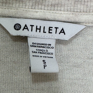 Athleta Sunrise Sweatshirt Size Small V Neck Oatmeal Ivory Workout Lounge