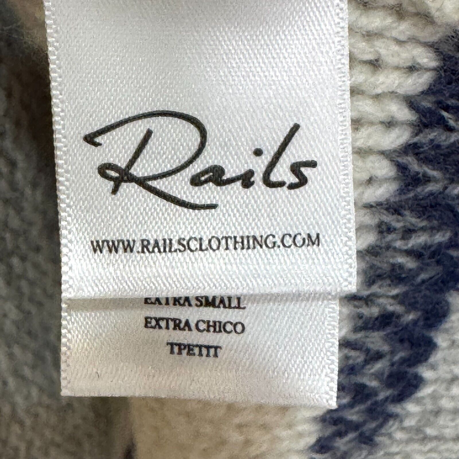 Rails Sweater Size XS Daphne Stripe Wool & Cashmere Blue Grey Ivory Metallic