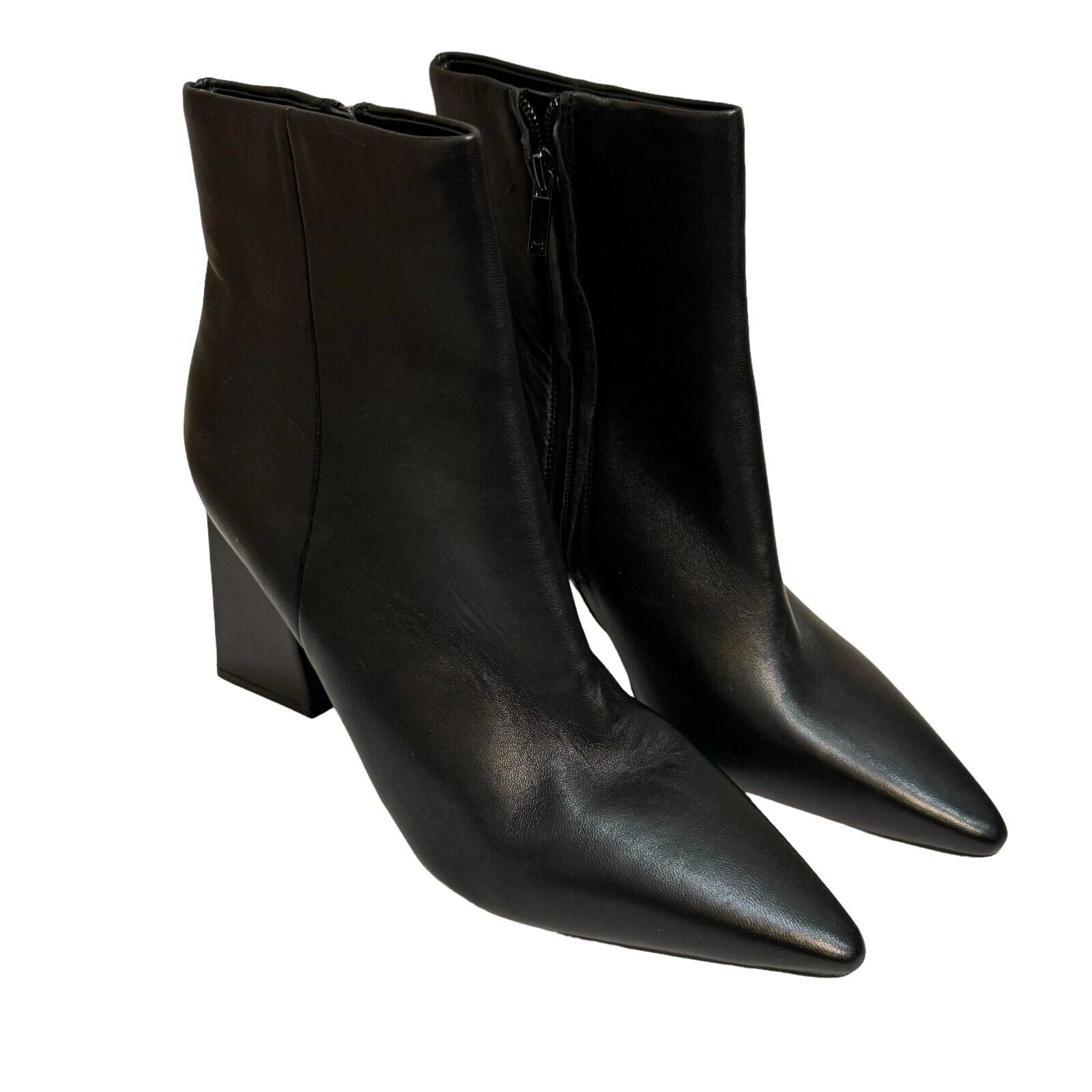 Marc Fisher Black Leather Kulika Heeled Ankle Boots Size 10 $188