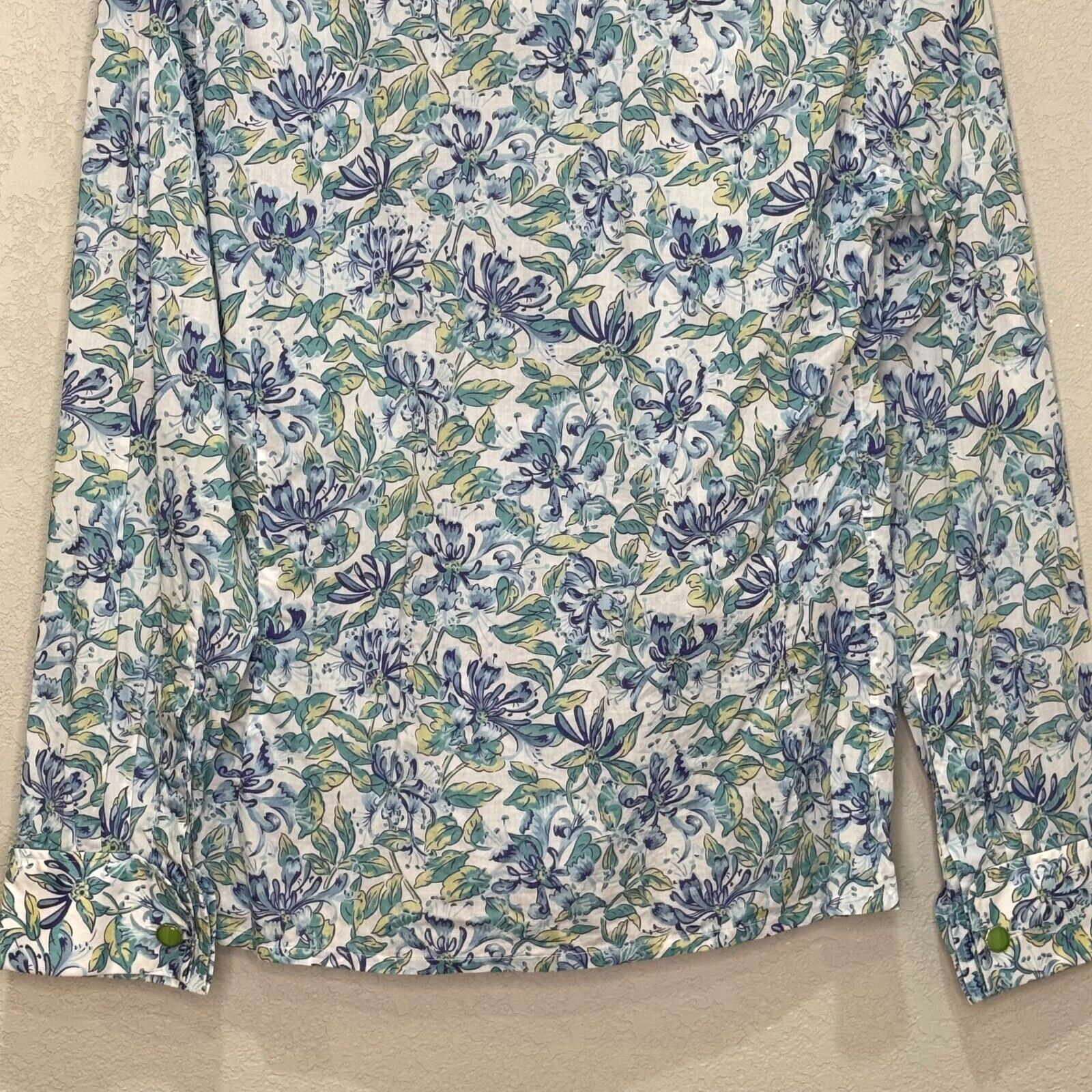 Holland & Holland London Button Down Shirt Womens US Size 10 Blue Floral