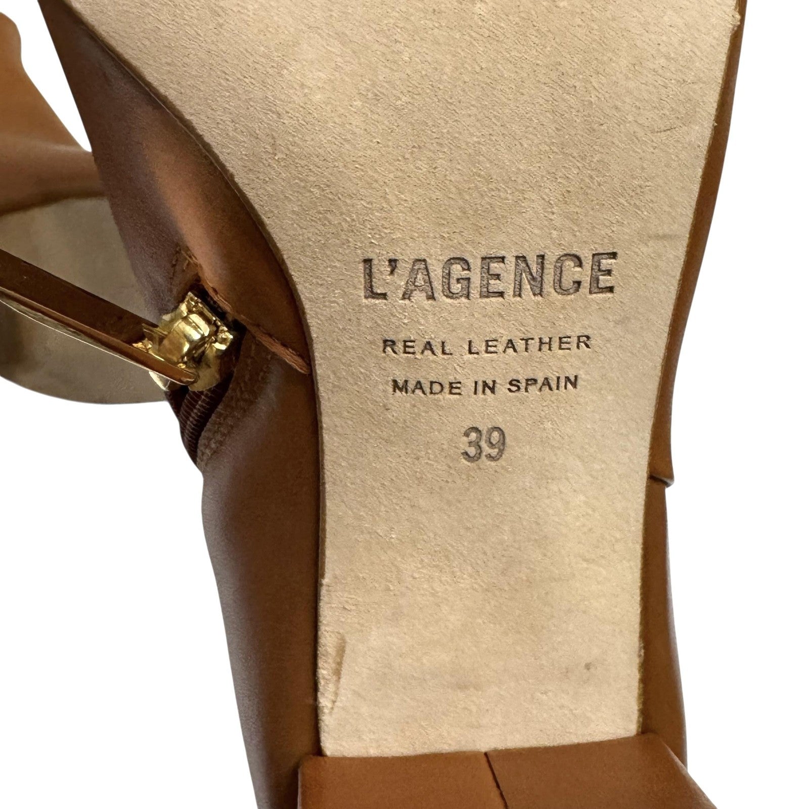 L'Agence Jeanne Boots Womens Size 39 Brown Leather Pointed Toe Block Heel Spain