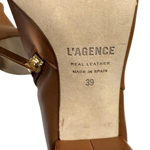 L'Agence Jeanne Boots Womens Size 39 Brown Leather Pointed Toe Block Heel Spain