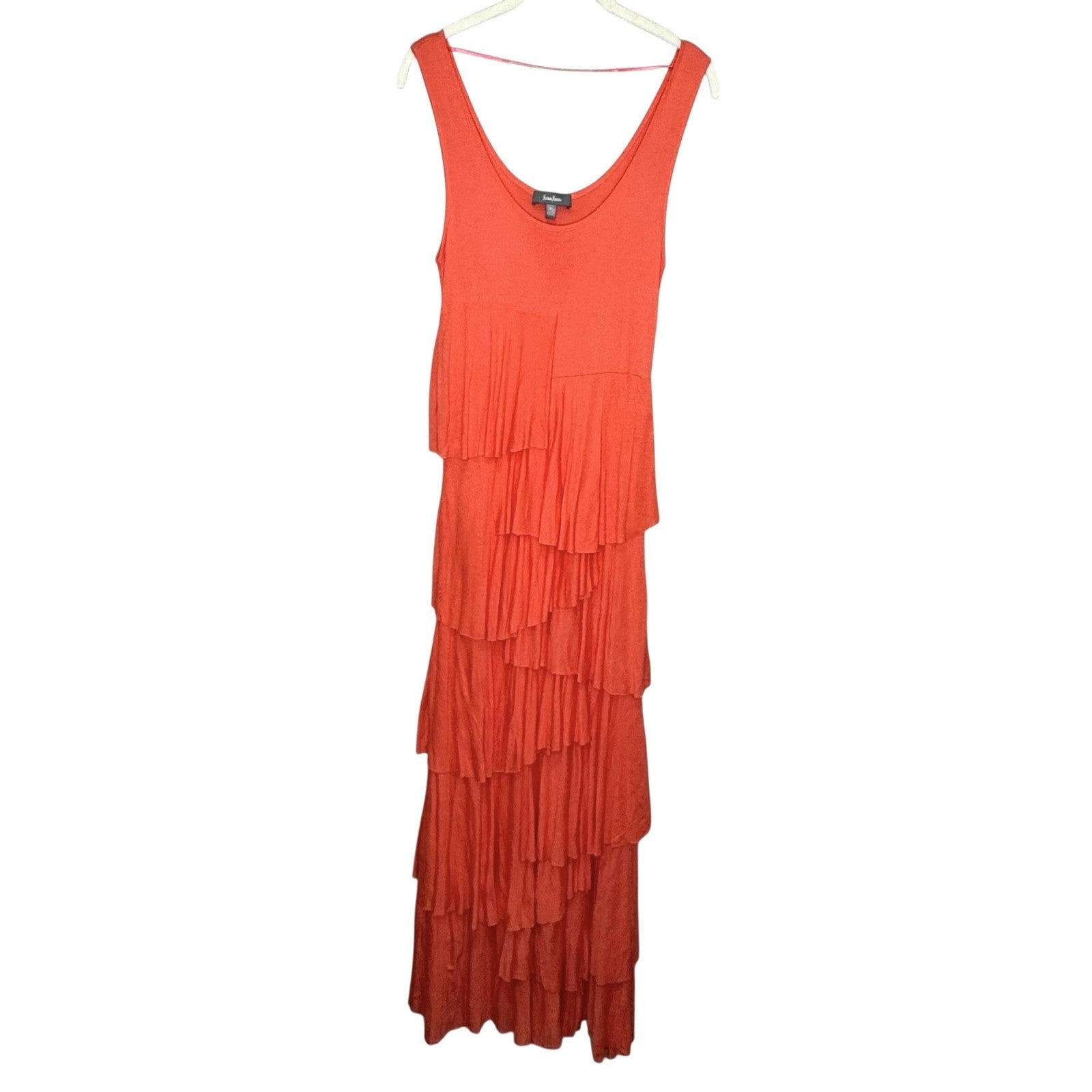 Neiman Marcus Dress Womens Large Tiered Ruffle Maxi Sleeveless Tank