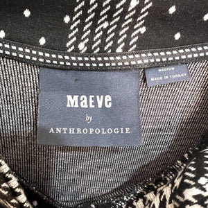 Anthropologie Maeve Zoe Plaid Black White Dress Size Medium
