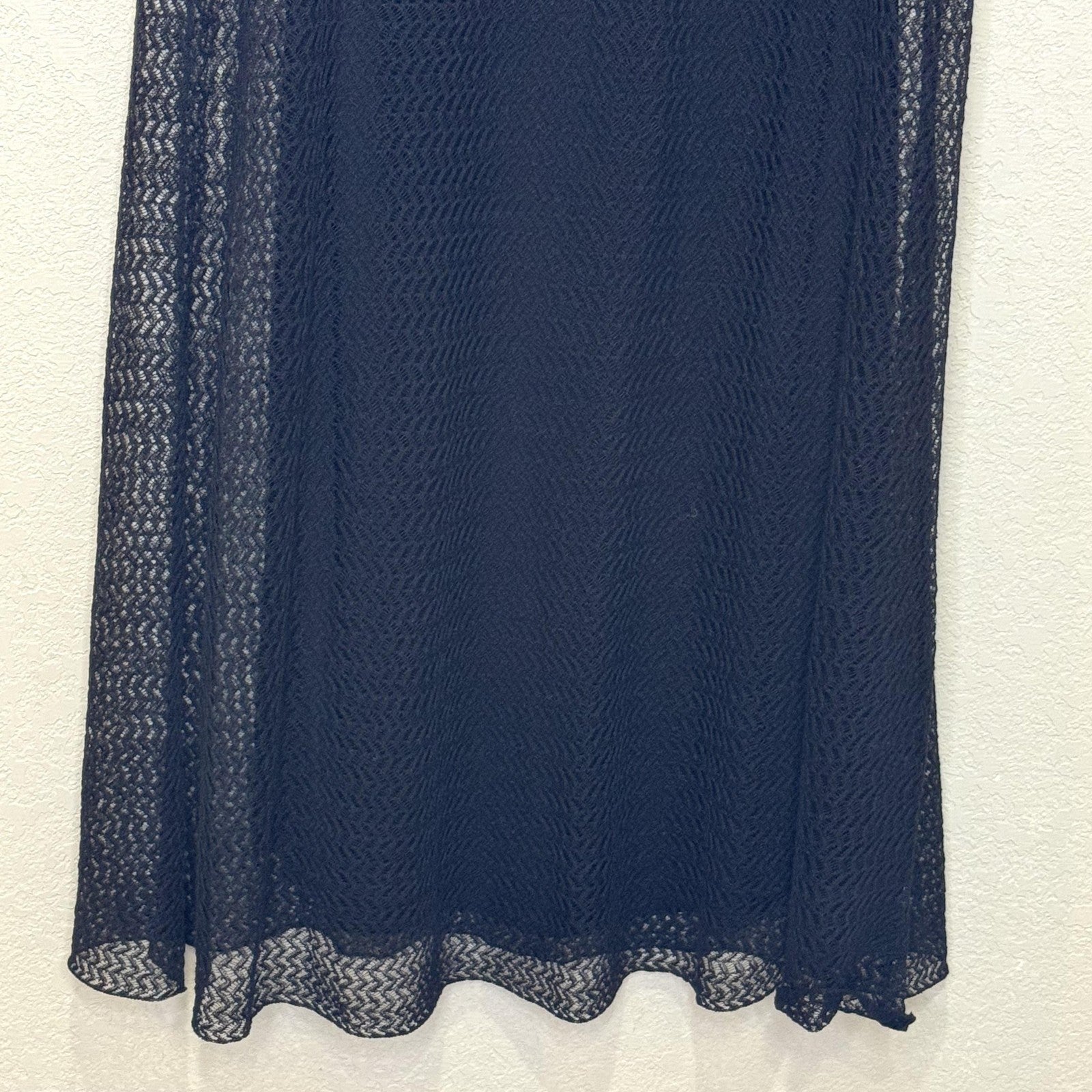 Eileen Fisher Dress Womens Small Black Sheer Mesh Sleeveless Keyhole Midi Slip